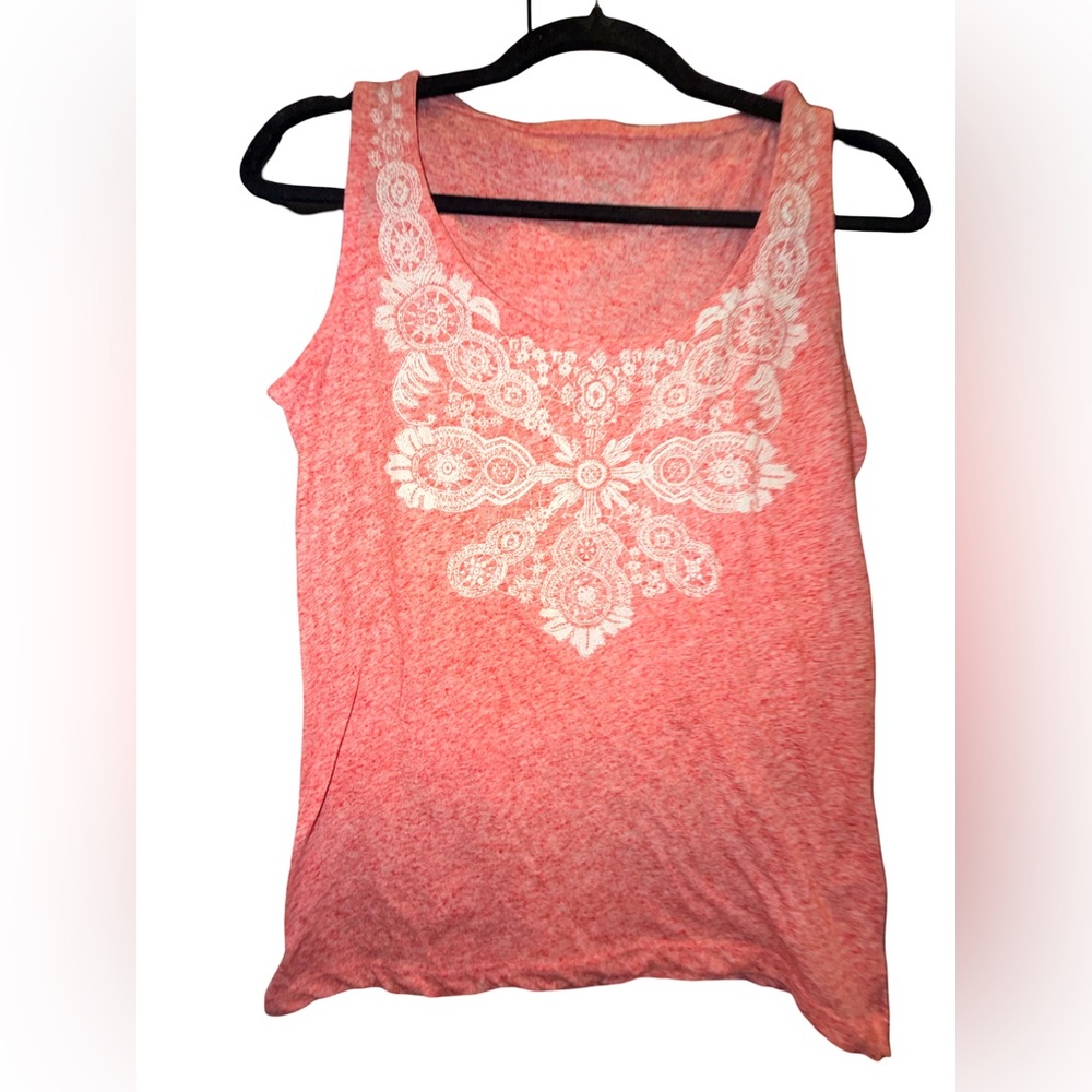 cleo Pink Tank Top with White Lace Motif